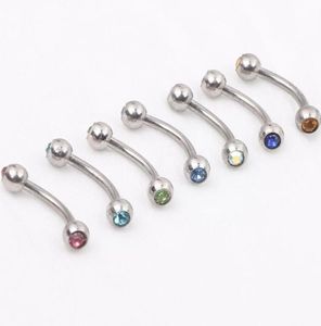 Kaş gövde mücevher karışımı 10 renkli 50pcs kaş halka muz halkası kaş piercing mücevherler2447880