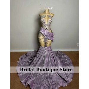 Blowly Lavender Lilac Diamonds Long Sukienka balowa 2024 For Black Girl