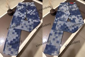 xinxinbuy uomini designer designer pantalone paris mosaico lettera jacquard tessuto denim primavera estate pantaloni casual blu verde rosso m-3xl