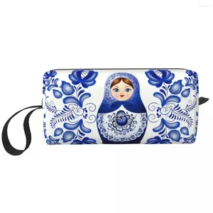 Bolsas de armazenamento Matryoshka Doll Doll Russia Bolsa de higienetry Mulheres russas Arte folclórica Maquia