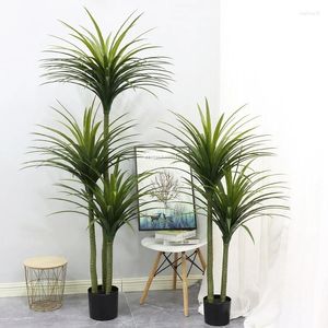 Decorative Flowers Large Artificial Dracaena Plants Tropical Potted Tree Fake Plastic Palm Leaves Cycas Plant For Home Garden Indoor Decor