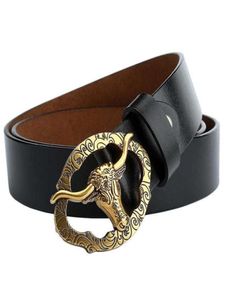 Topselling Men039s Western Punk Rock Wild West Cowboy Bull Head skórzana metalowa klamra Hip Hop Belt Men Designer Classic4839191