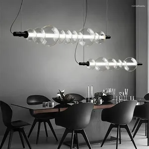 Avizeler minimalist kabarcık kolye avize cam restoran aydınlatma fikstürü ev oturma odası tasarımcısı LED tavan siyah