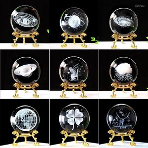 Figurine decorative sfera di cristallo 3d con pianeta pianeta laser sistema solare inciso sul globo astronomia regalo di compleanno della sfera di vetro