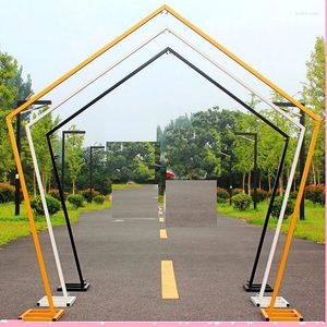 Party Decoration Customize Wedding Props Iron Gate Geometric Pentagon Shelf Outdoor Stage Background Backdrop Stand