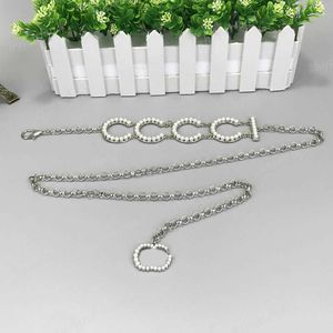 Złote łańcuchy pasy dla kobiet designerskich pasa gurte srebrny pasek pasa luksusowy litera dziewczęta diamentowy łańcuch perłowy