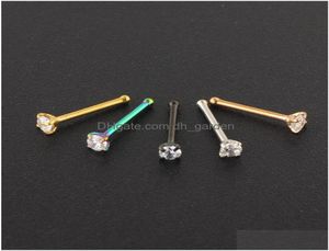 Nosringar Studs NoStril Piercings CZ Crystal Piercing Stud Rostfritt stjärna Nariz Jewel Hosse Mix Color Drop Delivery 7122555