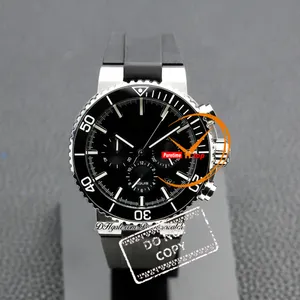 Aquis Quartz Chronograph Mens Watch Ceramics Bezel Black White StickダイヤルラバーストラップストップウォッチPureetime Reloj Hombre Montre Hommes Ptors