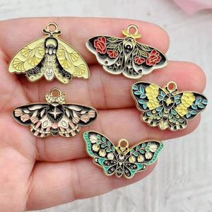 10pcs Butterfly Moth Alloy Pendants Colorful Enamel Insect Charms For DIY Pendant Earring Necklace Jewelry Accessories 240507