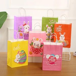 Bolso de papel de Páscoa de Páscoa de 12pcs 12pcs com punheiras de embalagem para loja e crianças chá de bebê de aniversário de bebê