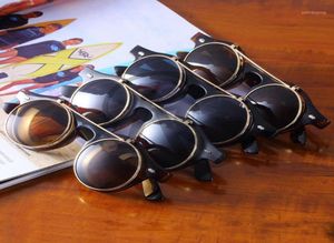 Okulary przeciwsłoneczne retro vintage goth szklanki gogle okrągłe modne akcesoria