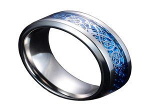 Rostfritt stål ring Celtic Dragon Inlay Comfort Fit Mens Wedding Band för män Storlek 7133529528