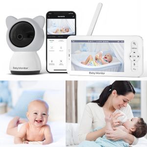 2 IN1 Baby Monitor de 5 polegadas Wi -Fi Security Video Câmera de Vídeo Móvel Controle Remoto HD LCD Tela Night Vision Voice Intercom