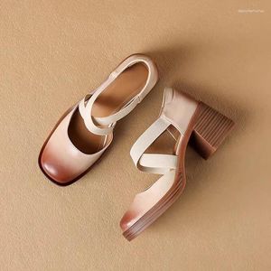 Scarpe da abito Mary Janes Women High Heels Sandals Colora Elegante Elegante Retro Summer Fashion 2024 Pumpe Walking Mujer Zapatos