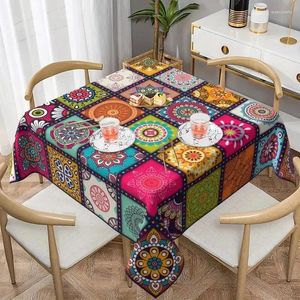 Table Cloth Vibrant Mandala Bohemian Rectangle Tablecloth Easy-Care Polyester Perfect For Festivities & Home Decor