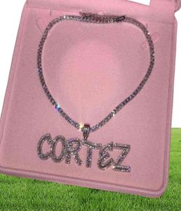 Nome personalizzate parole Baguette Lettere a sospensione Gold Silver Color Charm Aaaa Zirconia Men039s Necklace Hip Hop Gioielli rocciosi 213501447