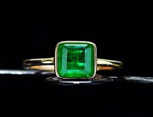 FFGEMS 18K Gold Color Emerald Rings for Women Vintage Srebrny kolor pierścienia męska marka biżuterii rocznica prezent na imprezę Whole5781567