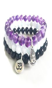 MG0854 NEUE DEISGN NATURAL AQUAMARIN BRACEELT TOP GRADE Schwarzes Turmalin Om Bracelet Trendy Amethyst Buddha Charm Bracelet7633066