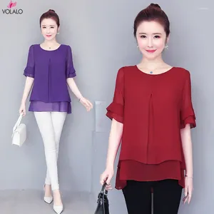 Women's Blouses Loose Chiffon And Shirts Top Woman Casual Summer Ladies Office Work Shirt Petal Sleeve Elegant Blouse Mujeres Blusas