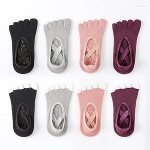 Women Socks 4Pairs Women's Five Toe Set Summer Autumn Shallow Mouth Anti-Skid Short Sock Female Ladies Cotton Finger Boat