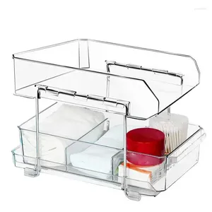 Storage Bags Under Sink Organizers And Double-Tier Pull Out Organizer Drawers Bathroom Vanity Counter Organizing Tray Clear