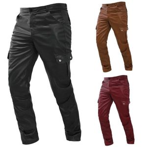 Men's Pants Retro Mens PU Leather Chaps Pantalones Cuero Plus Size 5XL Motorcycle Artificial Leather Mens Pantalones Punk Rock HombreL2405