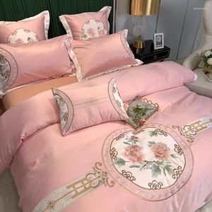 Bettwäsche Sets Pink Chinese Luxus Baumwoll -Ästhetik Set für Mädchen Schlafzimmer Colchones de Cama Home Dekoration BD50CJ