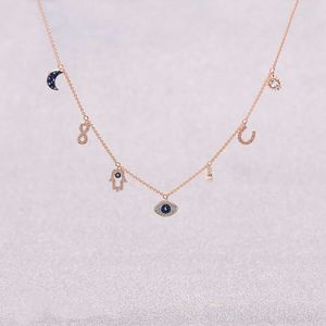 Designer Jewelry Necklace Pendant Necklaces Quality Devils Eye Tassel Necklace Female Swallow Element Crystal Little Horseshoe Palm Collar Chain Female