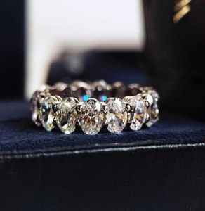 클러스터 반지 고급 타원형 컷 Moissanite Diamond Ring Original 925 여성용 스털링 실버 약혼 웨딩 밴드 반지 BRIDA1446078