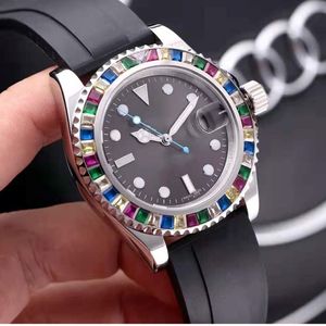 Orologi casual movimenti automatici originali cinghia di gomma cinghia di prima qualità specchio a zaffiro uomini-owatch colorato diamond decoration watchcase 204i