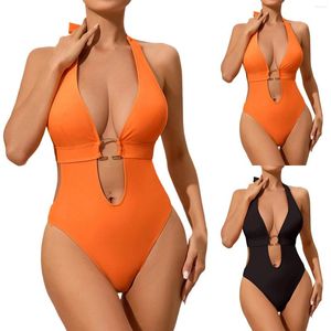 Frauen Badebekleidung Strand tragen Sommerbadeanzüge Deep v Hals sexy Frauen Halfter Schnürung schneiden monokini hohe Taille schlanker Schub aus