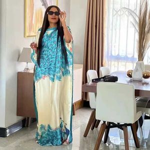 Ethnic Clothing African Dresses For Women Traditional Muslim Women Hijab Silk Kaftan Maxi Dress Length 145 CM x 100 Cm Bust boubou africain T240510