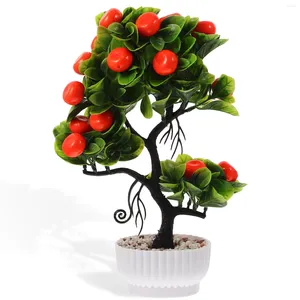 Dekorativa blommor Strawberry Artificial Fruit Tree Office Faux Decor inomhus Fake Green PP Simulerad