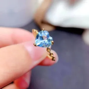 Klusterringar smycken ring för kvinna med naturlig himmelblå topas gemstone 8 8mm bröllop present vintage mode