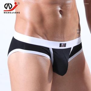 Underpants sexy maschili da uomo biancheria intima di cotone foro frontale separato Penis bouch wangjiang mutandine aperte sprofondamento tanga nero tanga