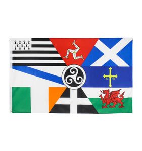 Stokta 3x5ft 90x150cm Avrupa Pan Celtic Nations Flag Ireland İskoçya Galler Brittany Bayrağı Kutlama Dekorasyonu 6474419