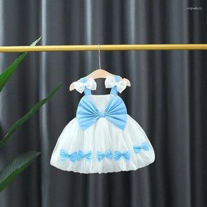 Mädchenkleider Mädchen Kleid Baby Sommer süße Prinzessin 2024 Bow-Tie Pongee Kleider1-3 Jahre Kinder Kleidung