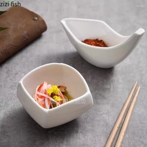 Płytki czyste białe nieregularne ceramiczne przekąskę zanurzanie płyty przyprawy naczynie przekąski sushi restauracja specjalne zastawa stołowa