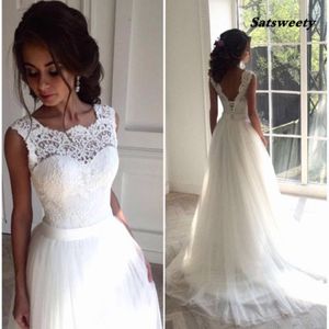 Robe de Mariage New Lace O-Neck Lace Tiulle Boho Chick Sukienki ślubne Summer Beach Suknia ślubna Bohemian Suknie ślubne 279D