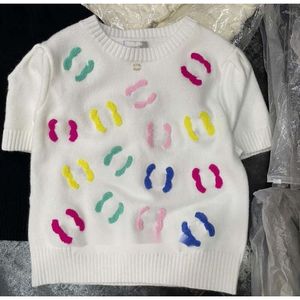 Designer Jumper T-Shirt Sweters Kobiet dzianiny Sweter ubrania moda pullover żeńska ciężka pełna litera diamentowa krótka pinowa baza wysokiej jakości gbnhy