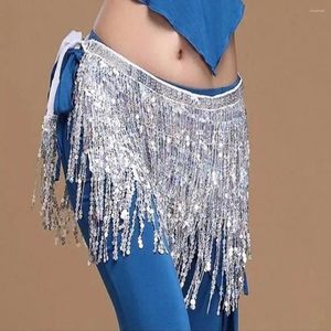 Celra Women Women Belly Dance Salia Chain Tassel Tassel Lantejada de camada dupla Lace-up boho mini cintura embrulhada quadril latino