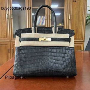 Designer Bag Womens Handväskor Nile Crocodile Belly Bags American 30cm Full Hand Sydd Honeywax Line Läder Handgjorda BK30 YPEY HAR LOGO