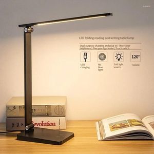 Table Lamps Eye Protection Iearning Desk Iamp Led Folding Touch Dimming Lamp Student Dormitory Charging And Plugging Dual-use
