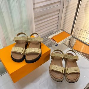 Designer Slippers SUNSET COMFORT Flat Sandals PASEO Sandal FLAT MULE Slippers Brand platform Slides Gold Buckle Women Beach Rubber Sole Sandal 5.9 01