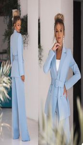 Spring Sky Blue Blue Of The Bride Suit Women Ladies Evening Party Tuxedos Abbigliamento da lavoro formale per il matrimonio 2 PCS6605323