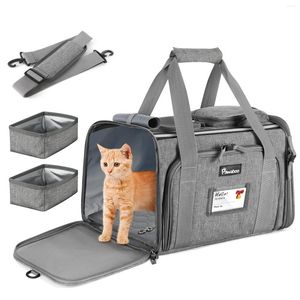 Cat Carrier Carrier Pet TSA Airline zugelassene Hunde Reisetasche mit 2 Klappschalen für Hunde von 18 Pfund