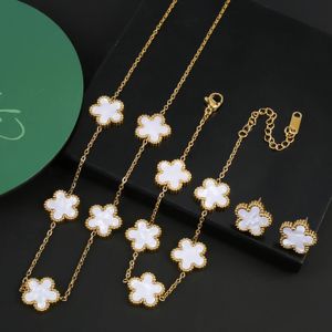 INS из нержавеющей стали пять браслетных ювелирных украшений цветов Laef Clover Серьги для женщины Daily Hear Brand 240511