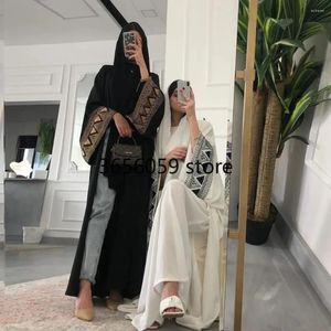 Этническая одежда вышивка абая для женщин Саудовское арабское мусульманское платье Турция Дубай Открытый Абайя Кафтан Кимоно Кардиган Иид Ислам Джалабия