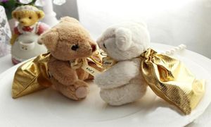50pcs Bear With Golden Bags Wedding Gift Bag 9x12cm High Quality Cute Party Birthday Candy Box Favour9345131