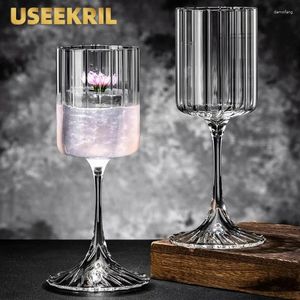 Vingglasögon enkel randig cocktail koppar glasbägare kreativ röd kopp atmosfärisk champagne bar köksverktyg